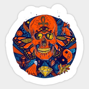 Orange Blue Skull Circle of Humanity Sticker